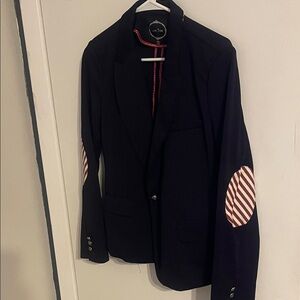 Love Tree Black Blazer with Red Striped Accents
